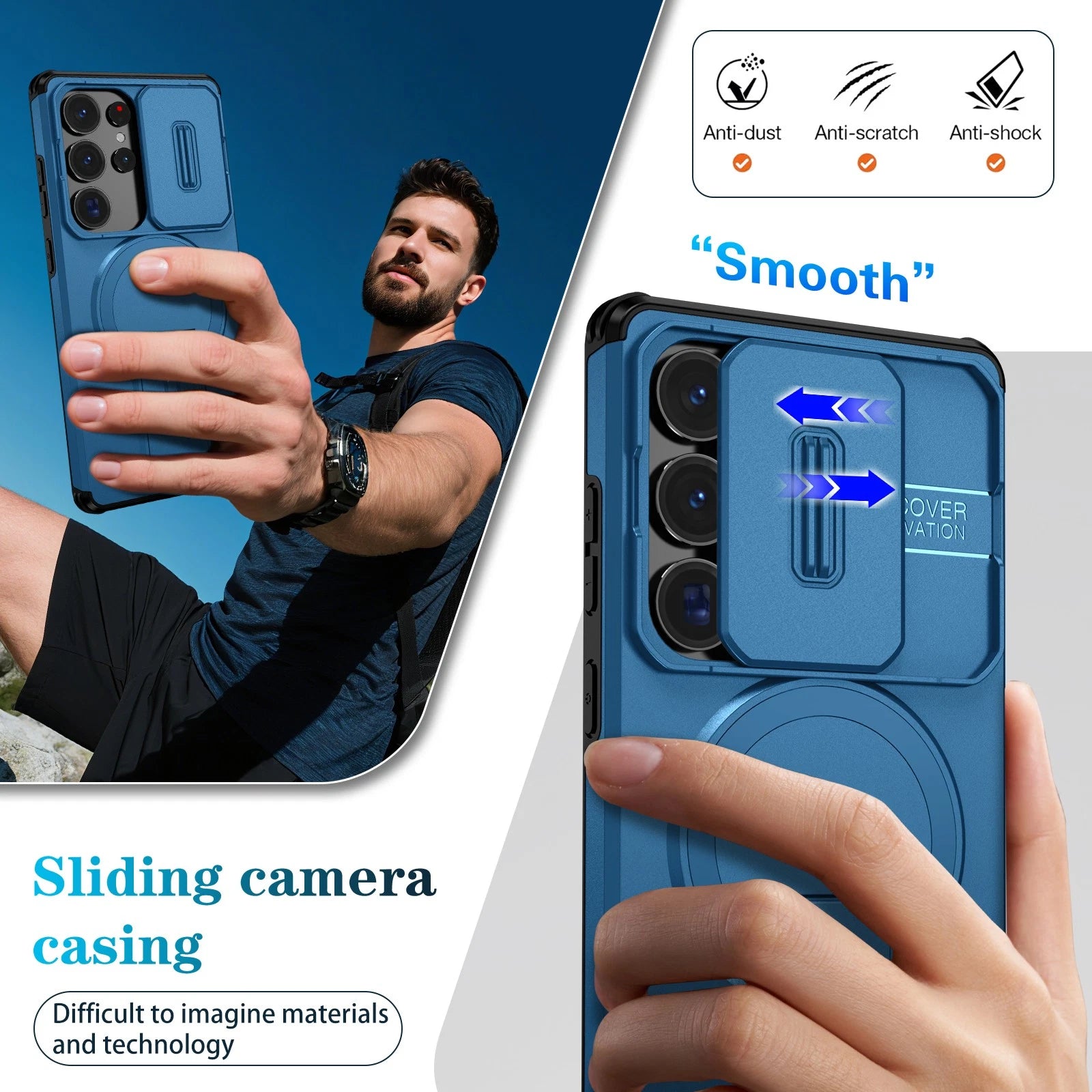 For Samsung Galaxy S25FE S24 S25 Ultra Shockproof Mag Safe Stand Slide Lens Case