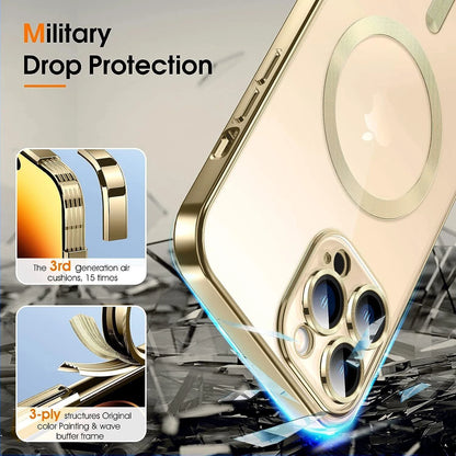 For iPhone 16 15 14 13 12 11 Pro Max Mag Safe Shockproof Case Camera Lens Cover