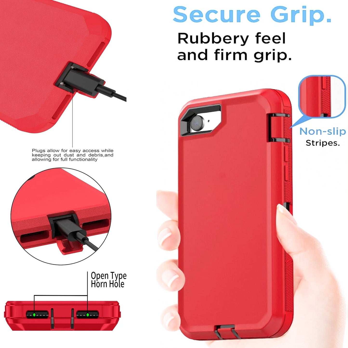 For iPhone SE Case /8/7 Plus/6S Phone Cover Shockproof Heavy Duty + Screen Glass