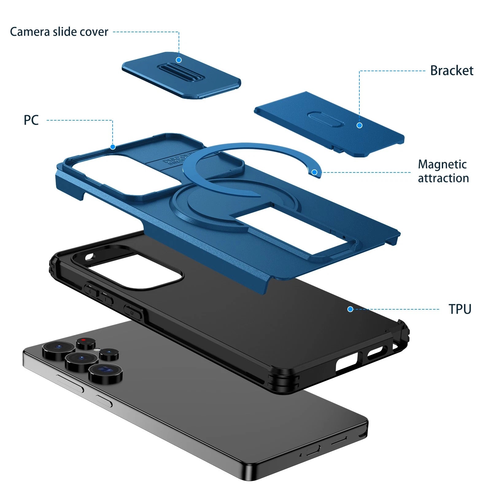 For Samsung Galaxy S25FE S24 S25 Ultra Shockproof Mag Safe Stand Slide Lens Case