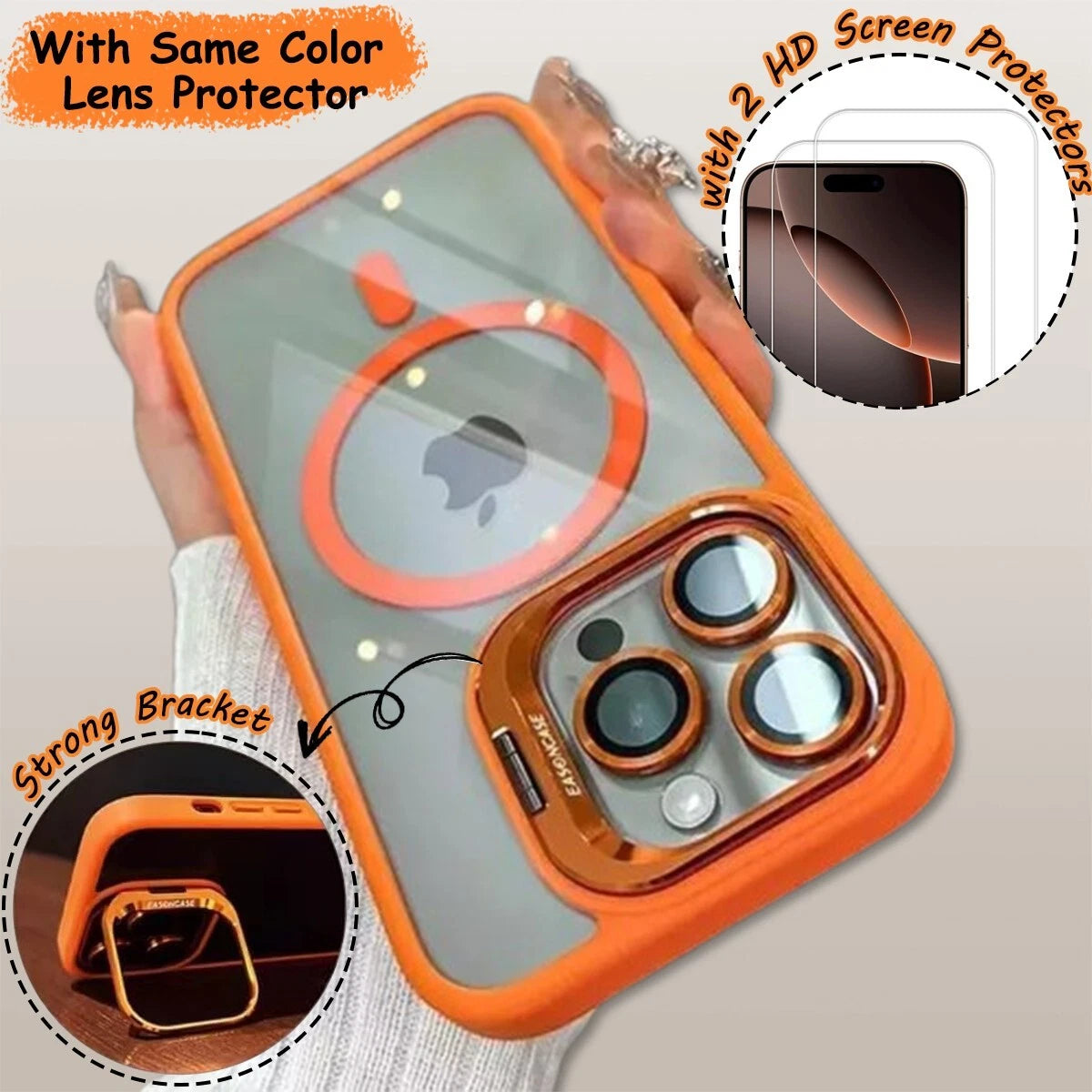 For iPhone 17 16 15 14 13 12 Pro Max Shockproof Mag Case + Lens Screen Protector