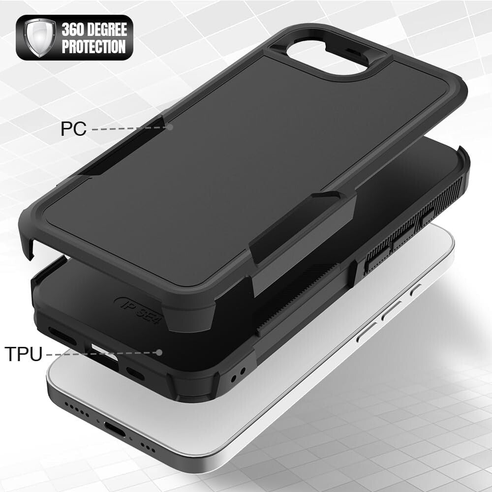 For Apple iPhone 16e Phone Case Heavy-Duty Tough Dual Layer Cover+Tempered Glass