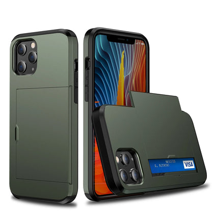 Slide Wallet Case Card Holder For iPhone 14 13 12 11 15 Pro Max X 7 8 Slim Cover