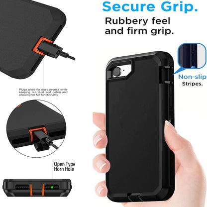 For iPhone SE Case /8/7 Plus/6S Phone Cover Shockproof Heavy Duty + Screen Glass