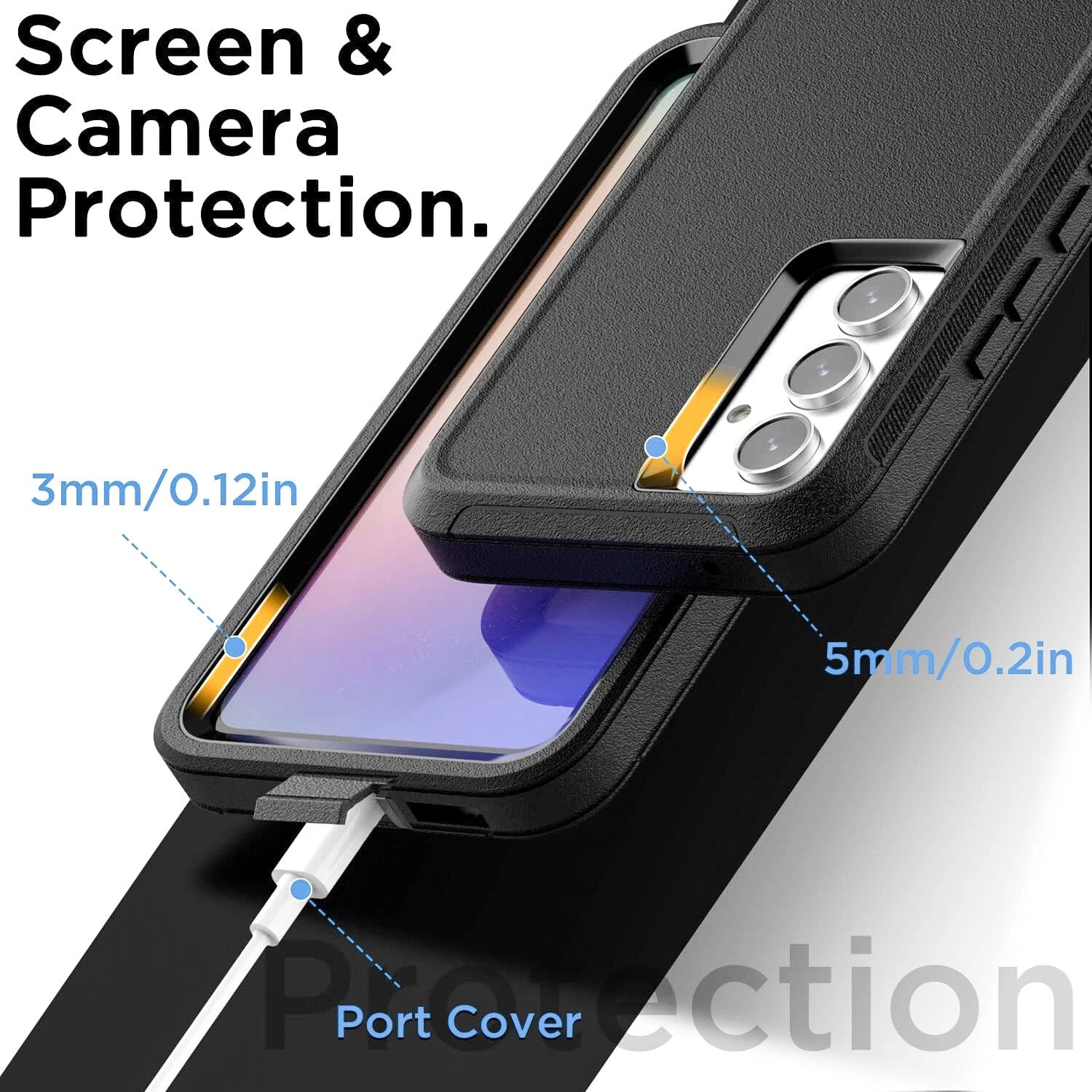 Samsung Galaxy A17 5G Case with Screen Glass - Shockproof Rugged Cover for A16 A15 A14 A03S