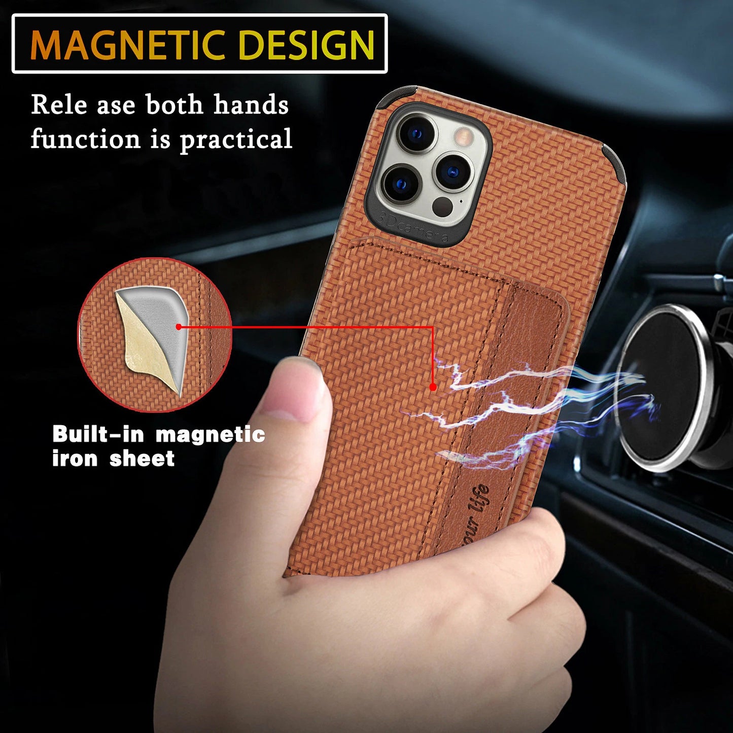 Magnetic Flip Wallet Card Holder Case For iPhone 14 15 16 17 Pro Max 13 12 11 7