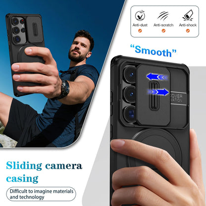 For Samsung Galaxy S25FE S24 S25 Ultra Shockproof Mag Safe Stand Slide Lens Case