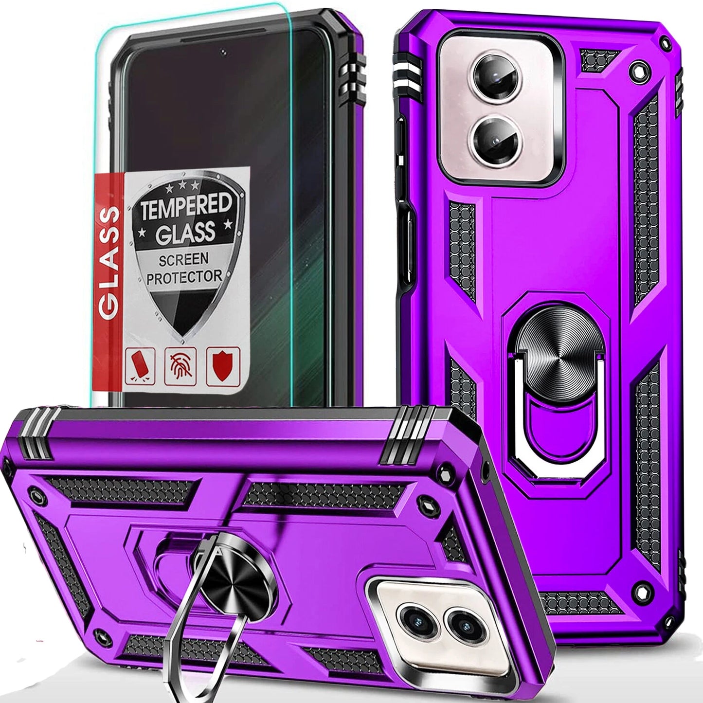For Motorola Moto G 2025 Case/5G 2024/2023/2022 Phone Cover + Tempered Glass