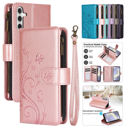 Leather Zipper Wallet Phone Case For Samsung Galaxy S25 S24 Ultra S23 S22 S21 FE