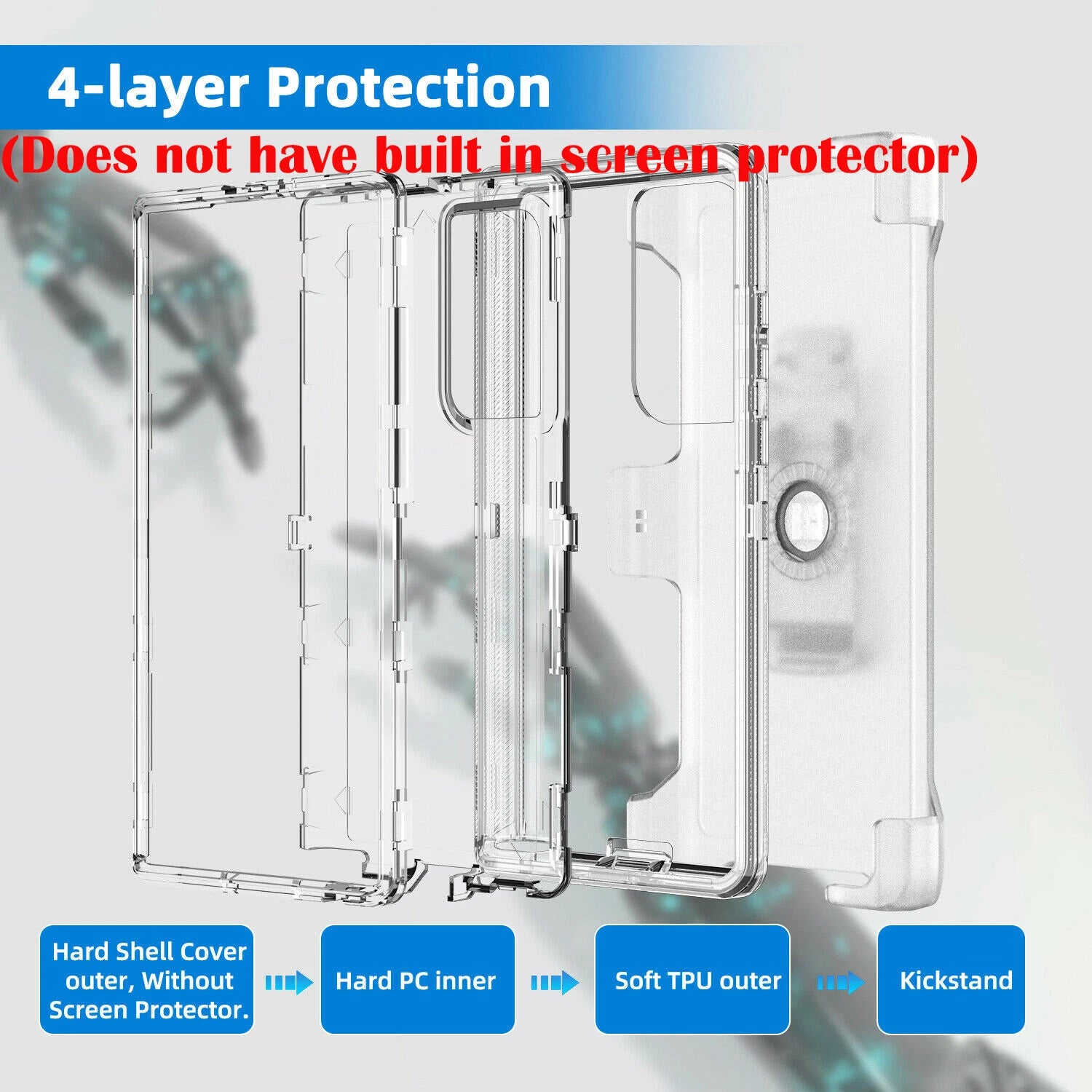 For Samsung Galaxy S25 S24 S23S22+ Ultra Shockproof Heavy Duty Clear Case + Clip