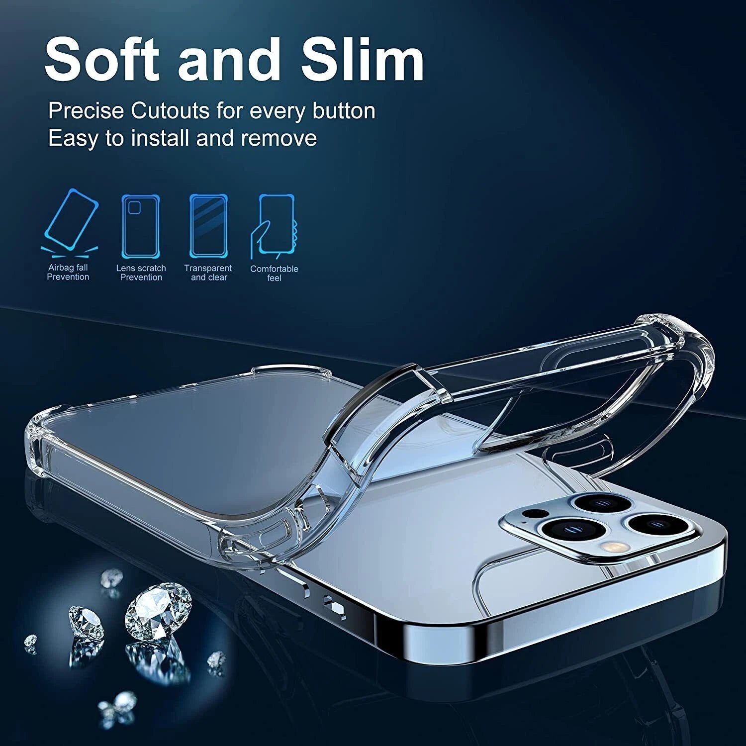 Clear Case Shockproof Cover for iPhone 17 16 15 14 13 12 11 Pro Max Mini XS XR X