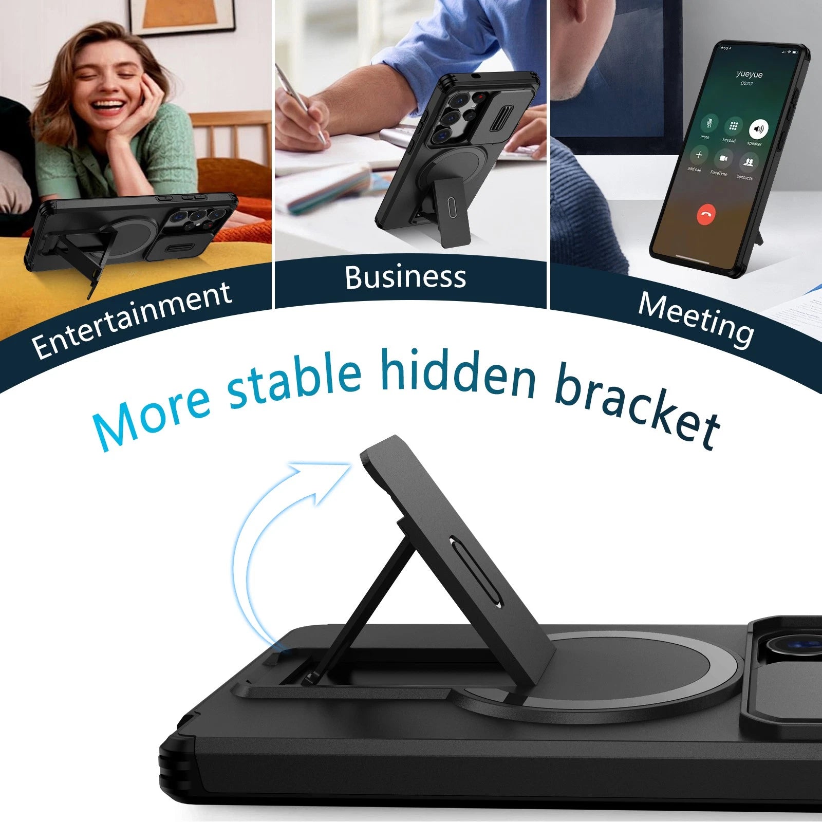 For Samsung Galaxy S25FE S24 S25 Ultra Shockproof Mag Safe Stand Slide Lens Case