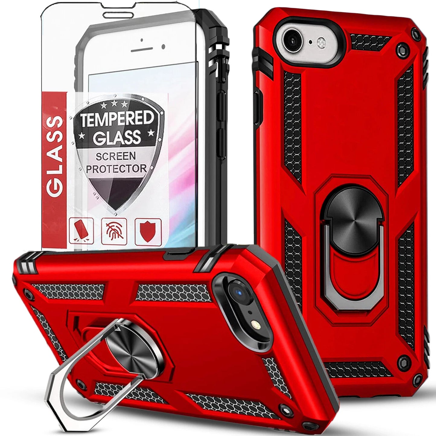 For iPhone SE Case /8/7/Plus/6S/SE 2020/Phone Cover Shockproof + Tempered Glass