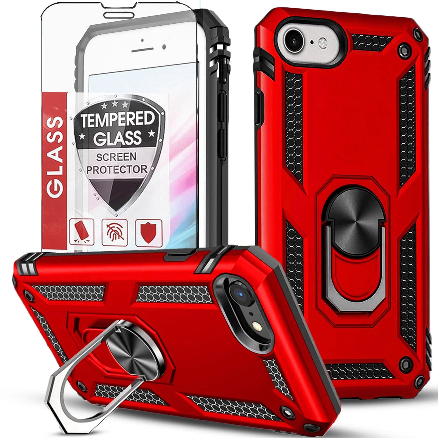 For iPhone SE Case /8/7/Plus/6S/SE 2020/Phone Cover Shockproof + Tempered Glass