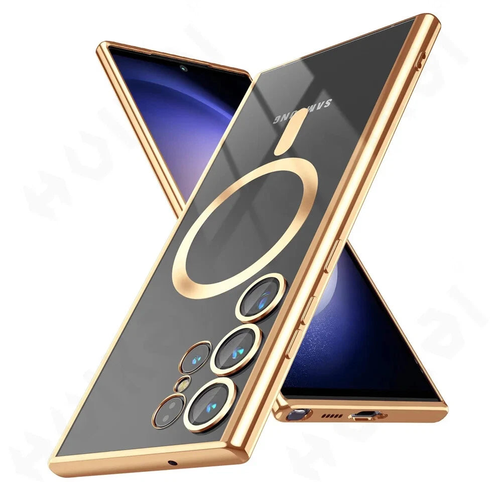For Samsung Galaxy S25 S24 Ultra Edge Plus Clear Case Magnetic Mag Safe Cover