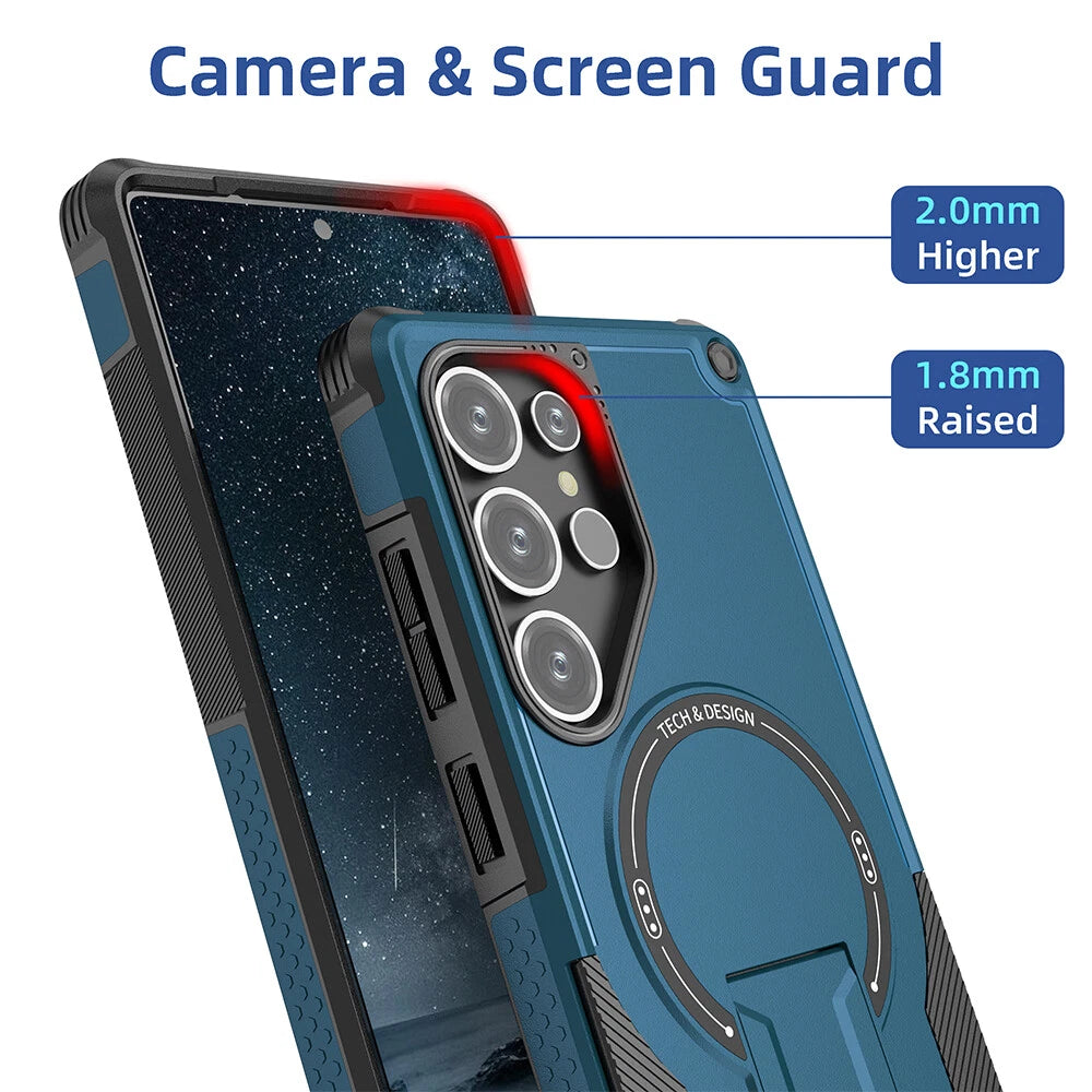 For Samsung Galaxy S25 Ultra S24 A17 A16 A25 A36 Shockpoof Mag Safe Stand Case