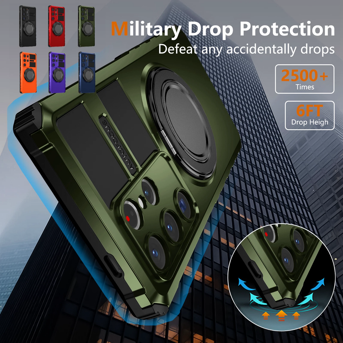 For Samsung Galaxy S24/S23/S25 Ultra Rugged Armor Phone Case + Screen Protector