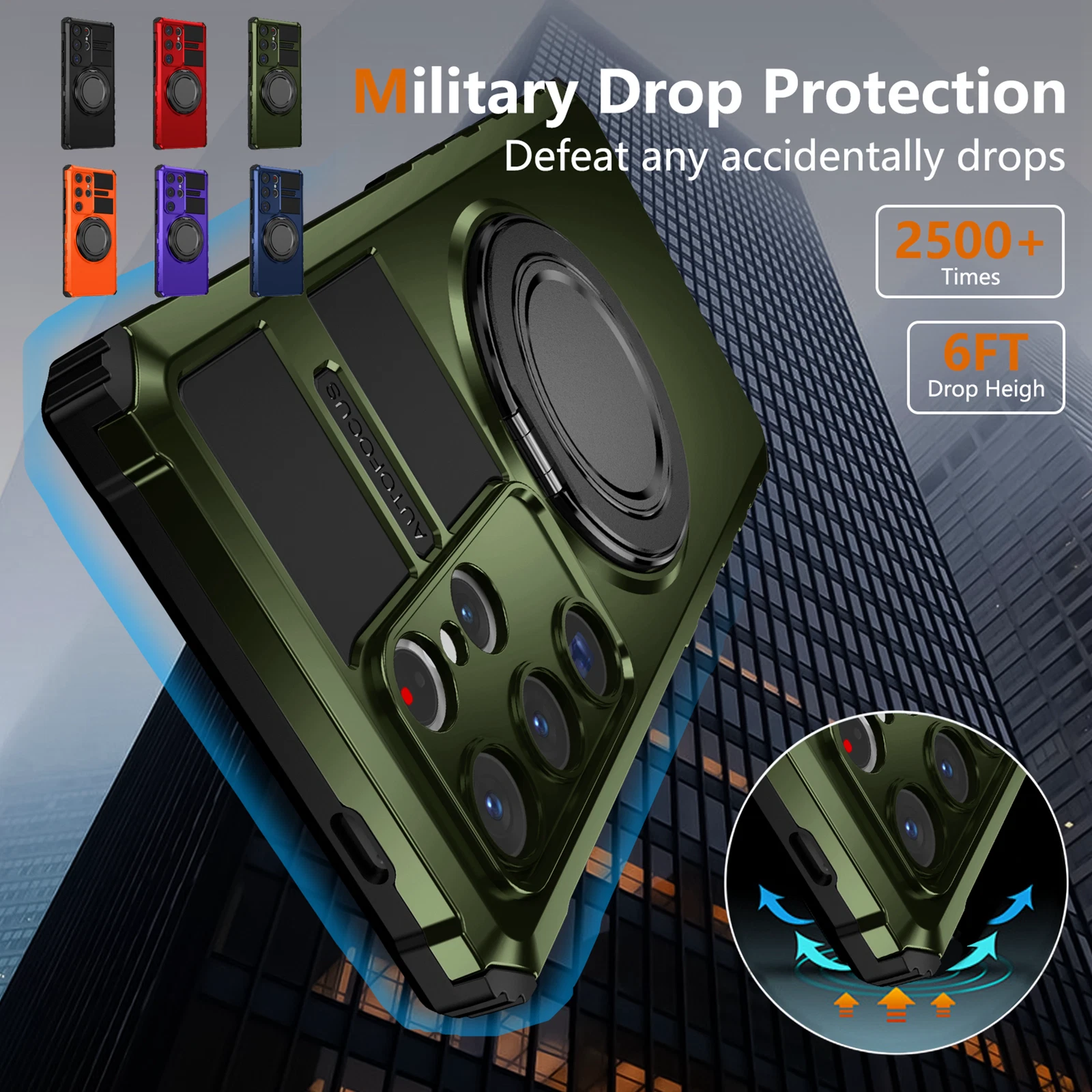 For Samsung Galaxy S24/S23/S25 Ultra Rugged Armor Phone Case + Screen Protector