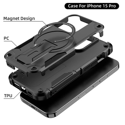For iPhone 17 16 Pro Max 15 14 13 12 11 Heavy Duty Rugged Magnetic Case + Stand