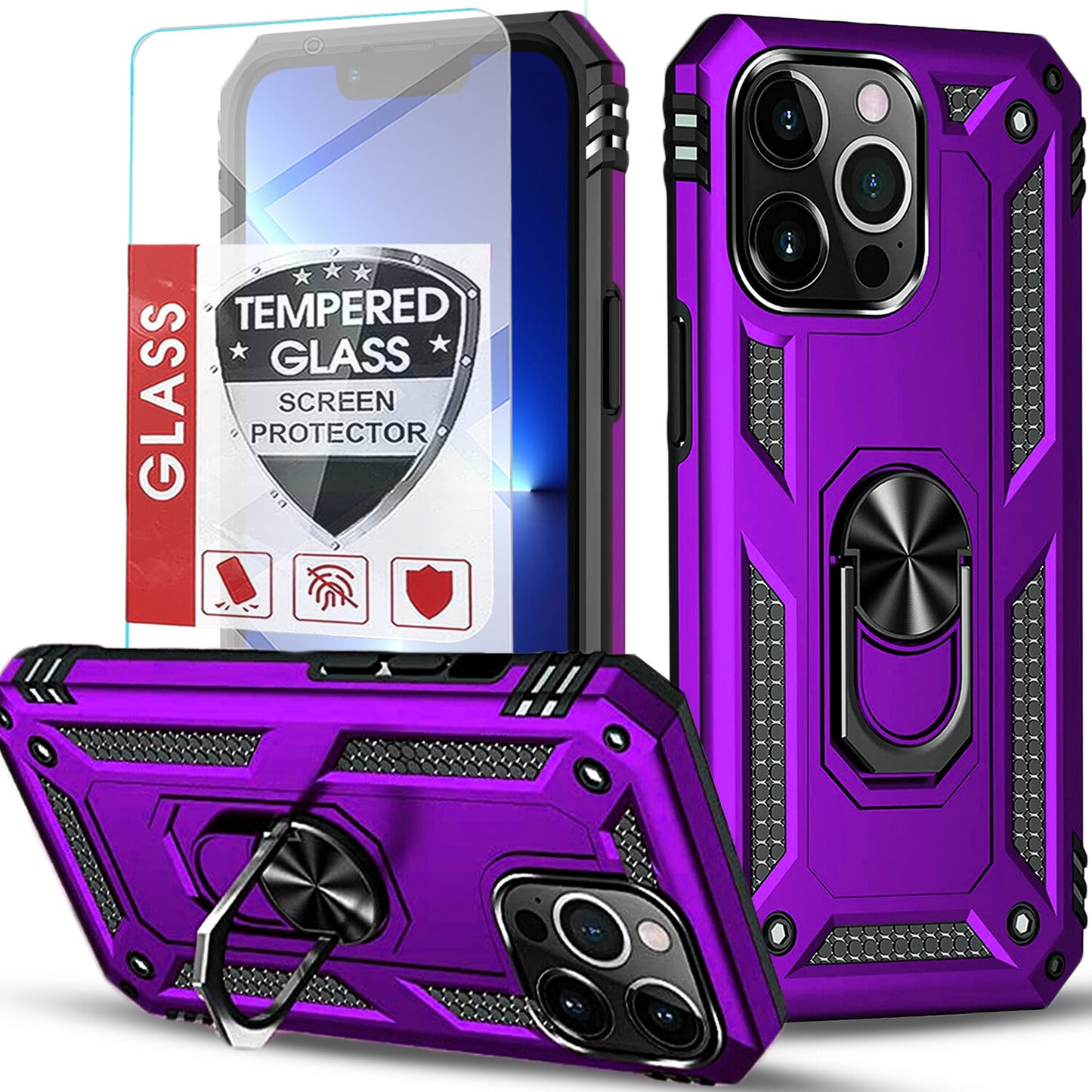 For iPhone 17 Pro Max Case 17 Pro 16 15 14 13 12 11 Phone Cover + Tempered Glass