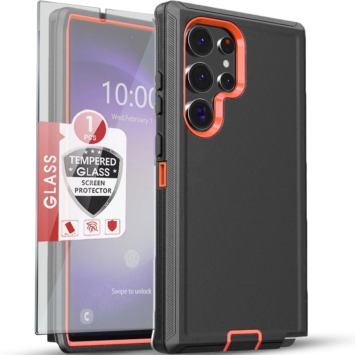 For Samsung Galaxy S25 Ultra Case S24 S23 Plus S22 S21 S20 FE Phone Cover +Glass