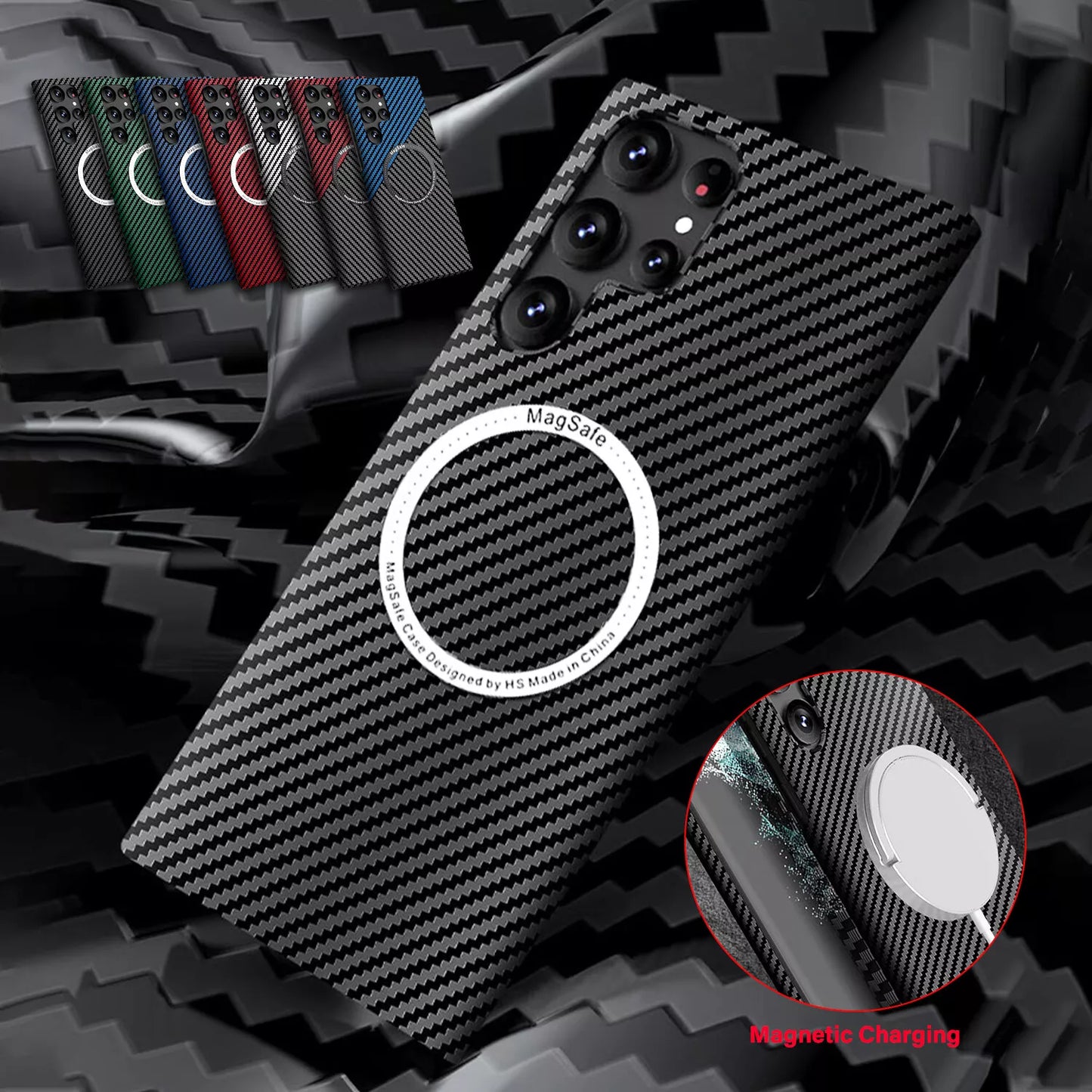 For Samsung Galaxy S25 Ultra S24 S23S22 MagSafe Case Magnetic Carbon Fiber Cover