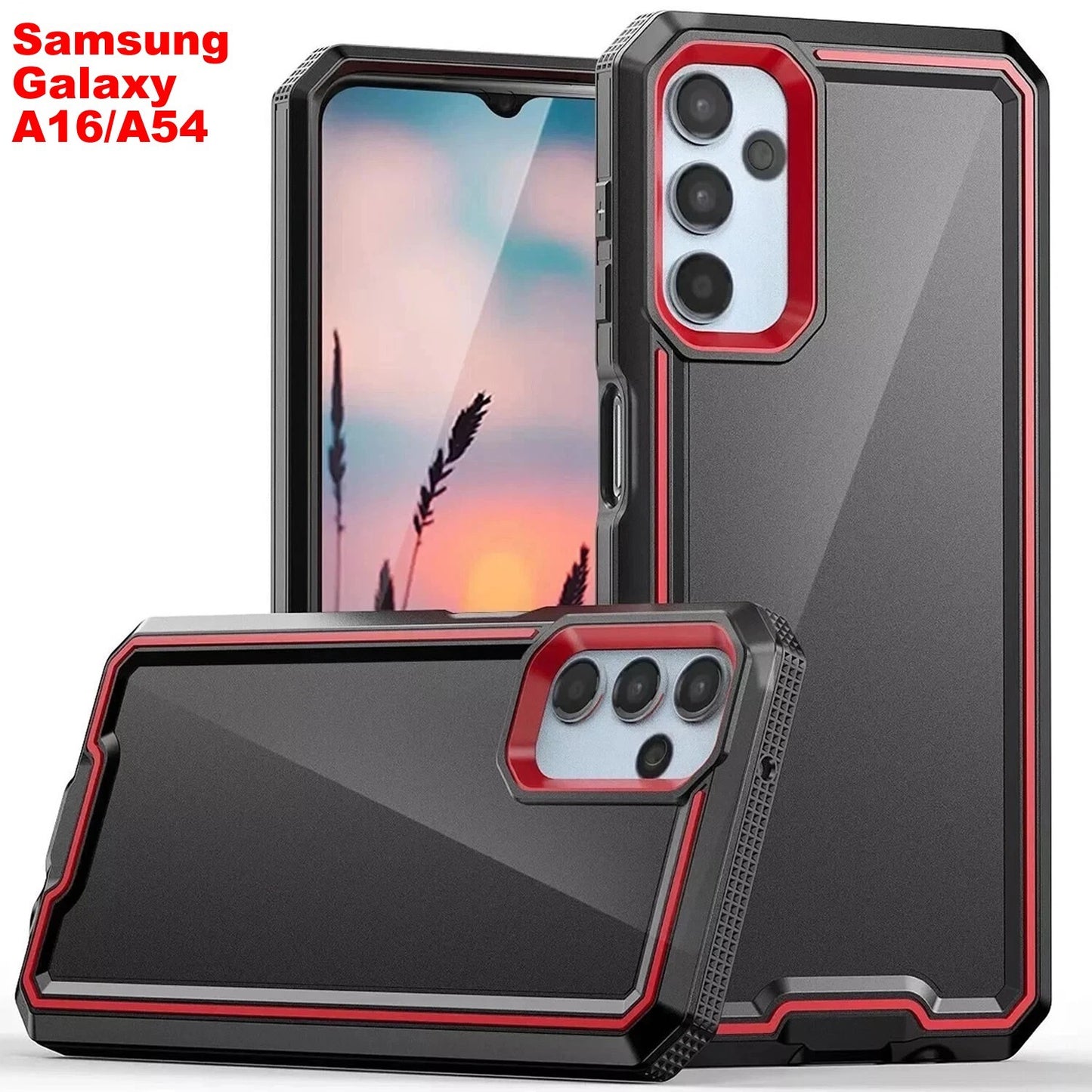 For Samsung Galaxy A16 A14 A15 A54 5G Phone Case PC+TPU Cover +Tempered Glass
