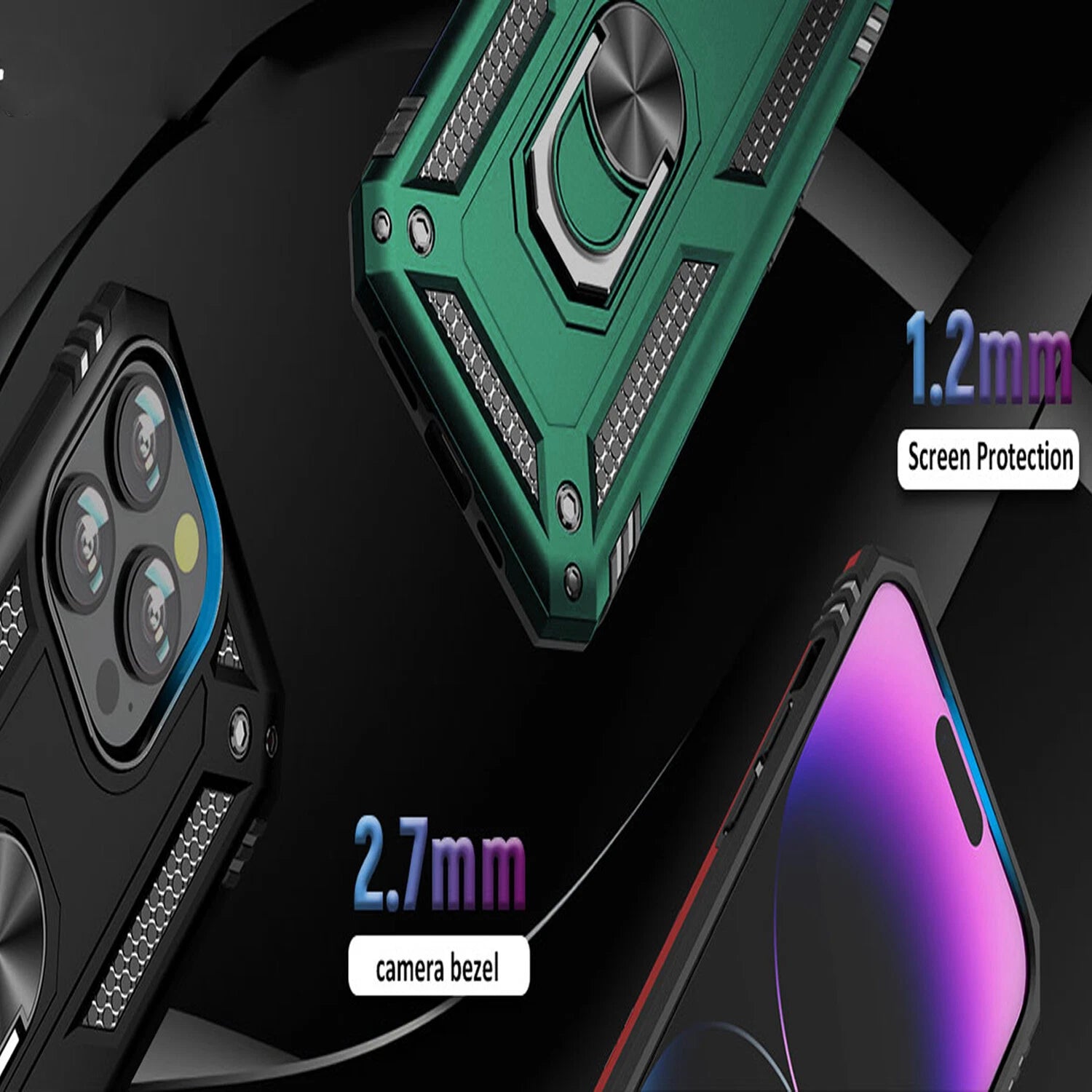 For iPhone 12 Case /12 Pro Max/Mini/ Phone Cover Shockproof Stand + Glass Screen