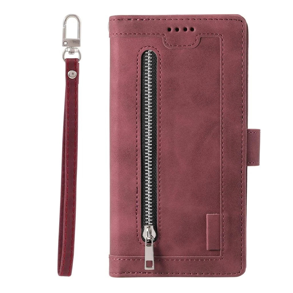 Leather Wallet Case for iPhone 16 Pro Max with Zipper Pocket - RFID Blocking Flip Cover for Women & Men