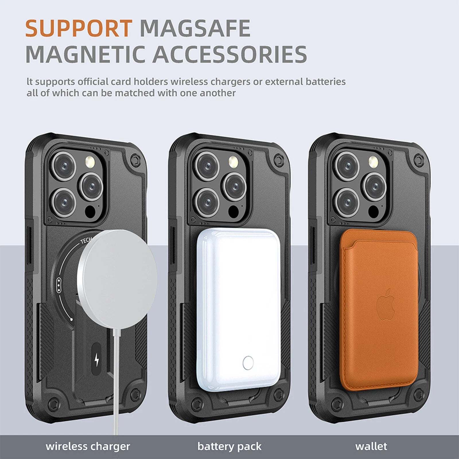For iPhone 17 16 Pro Max 15 14 13 12 11 Heavy Duty Rugged Magnetic Case + Stand