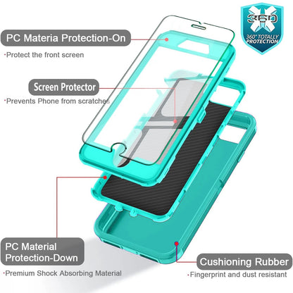 For iPhone SE Case /8/7 Plus/6S Phone Cover Shockproof Heavy Duty + Screen Glass