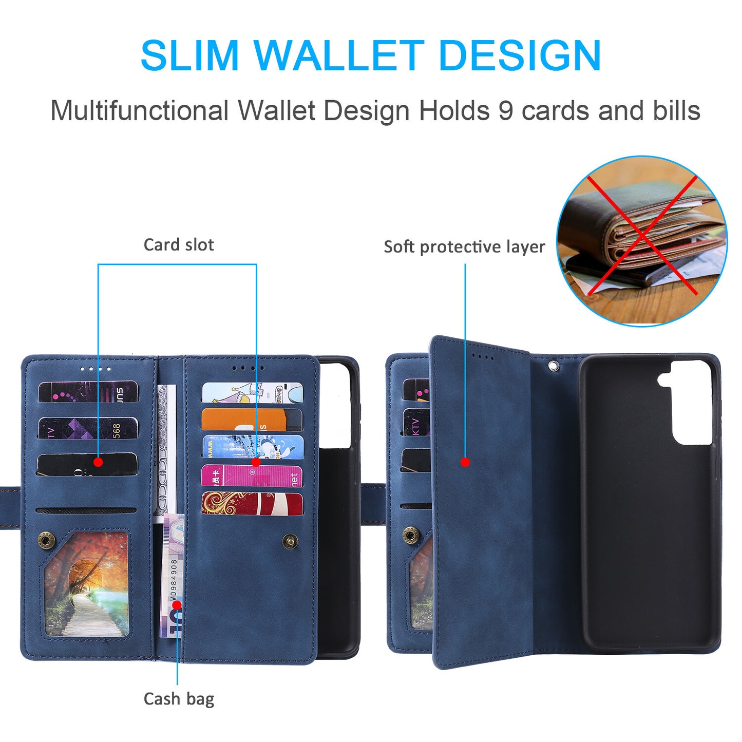 Zipper Leather Wallet Case For Samsung Galaxy S25 S24 S23 S22 Ultra Plus S21 S20
