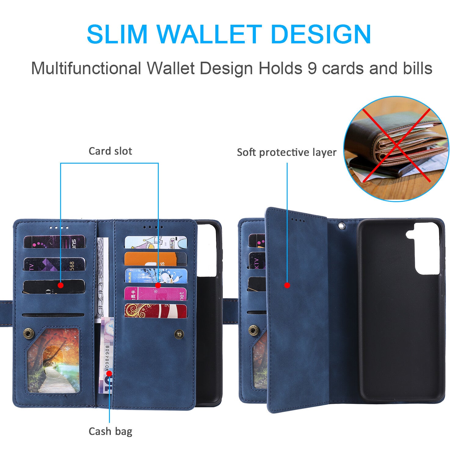 Zipper Leather Wallet Case For Samsung Galaxy S25 S24 S23 S22 Ultra Plus S21 S20