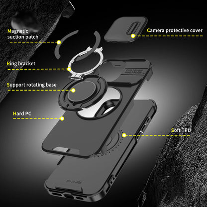 For iPhone 17 16 Pro Max 15 14 13 12 11 Rugged Magnetic Case w Ring Camera Cover