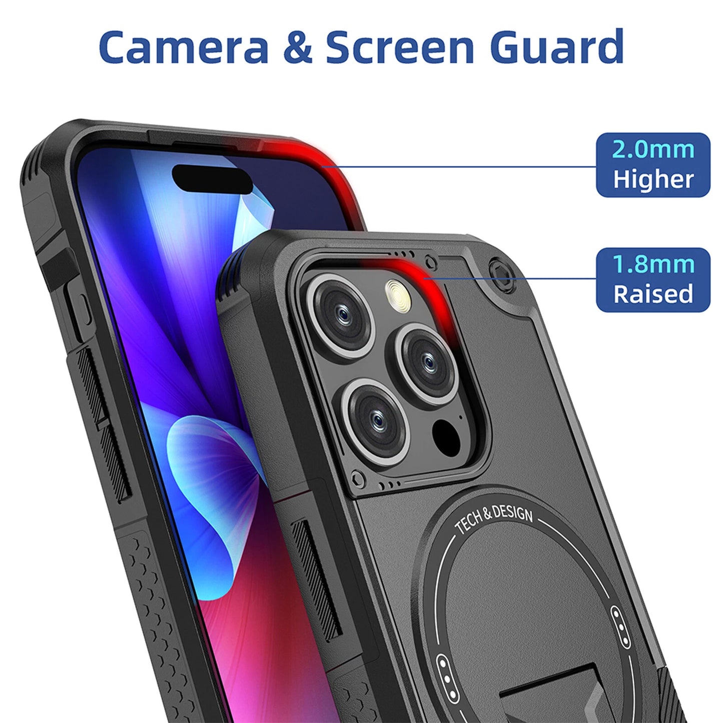 For iPhone 17 16 Pro Max 15 14 13 12 11 Heavy Duty Rugged Magnetic Case + Stand