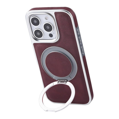 For iPhone 17 Pro Max 16 15 14 13 Shockproof PU Leather Magnetic Ring Stand Case