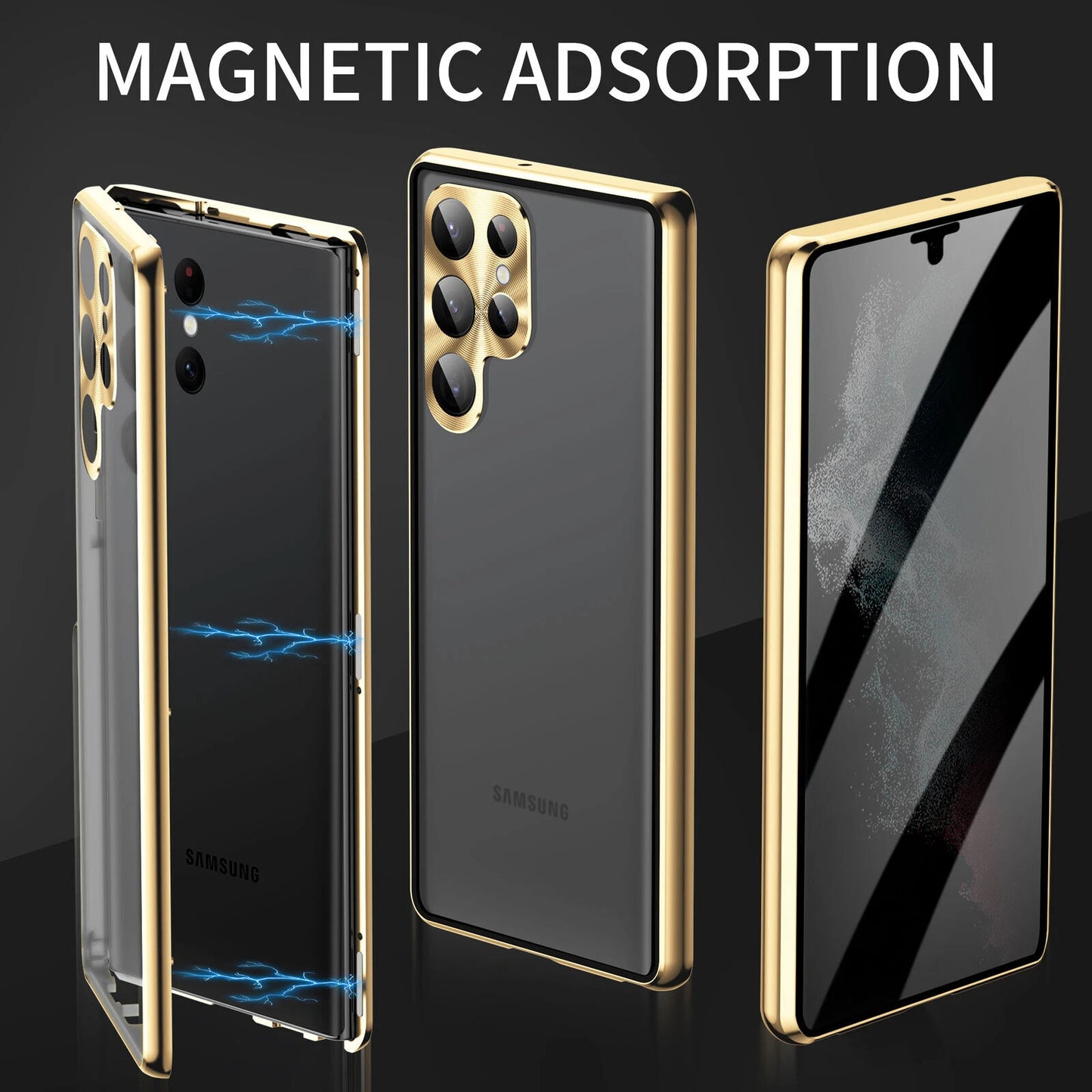 For Samsung Galaxy S25 Ultra S24+ S23 S22 S21 360�� Anti-Spy Magnetic Glass 