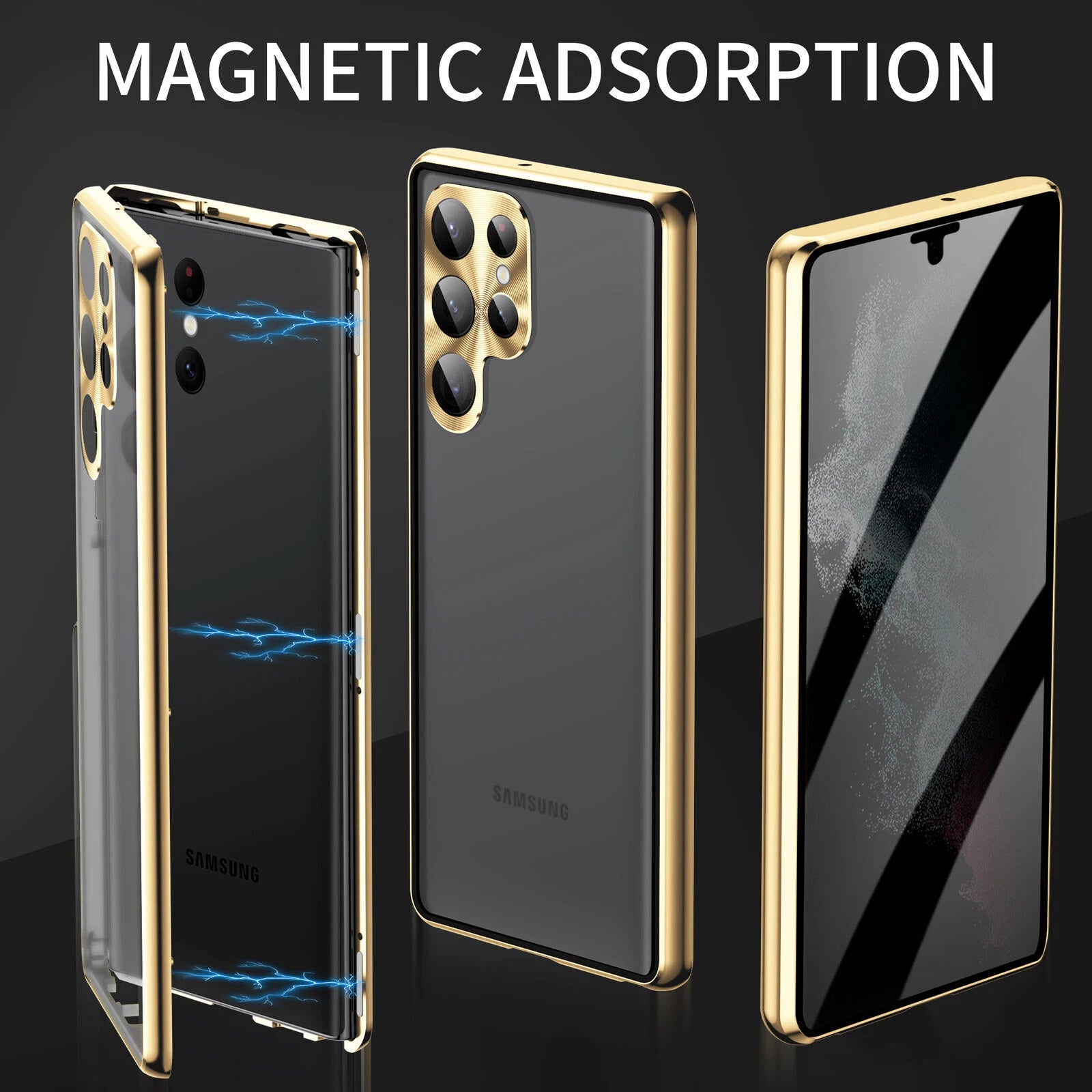 For Samsung Galaxy S25 Ultra S24+ S23 S22 S21 360�� Anti-Spy Magnetic Glass 