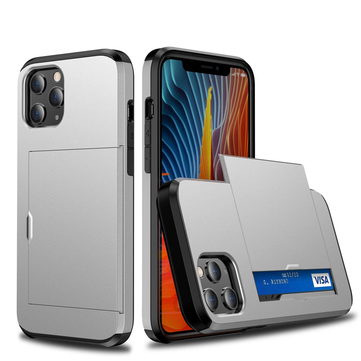 Slide Wallet Case Card Holder For iPhone 14 13 12 11 15 Pro Max X 7 8 Slim Cover