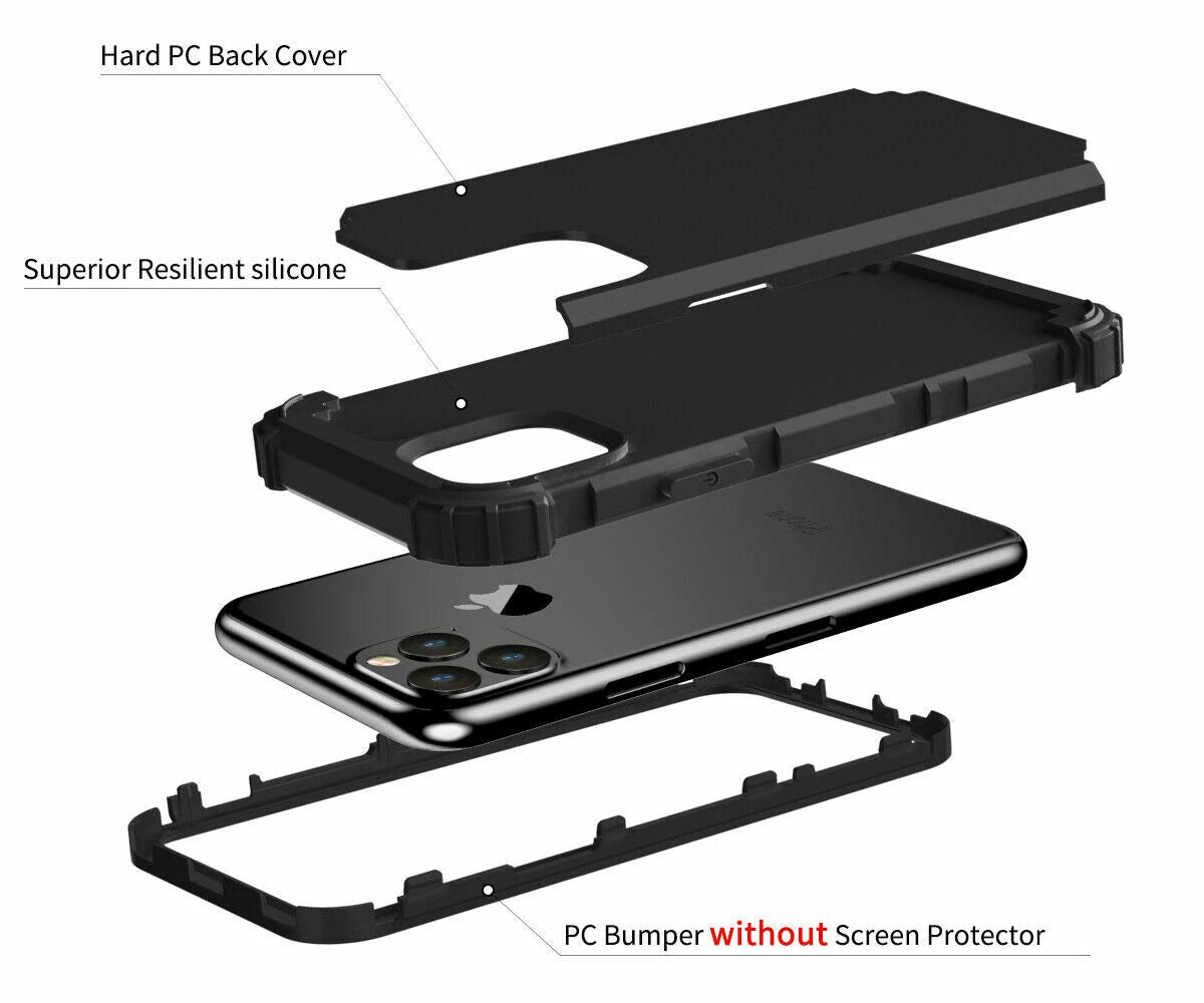 For iPhone 16e 16 17 Pro Max 15 14 13 12 11 Shockproof Rubber Hybrid Armor Case