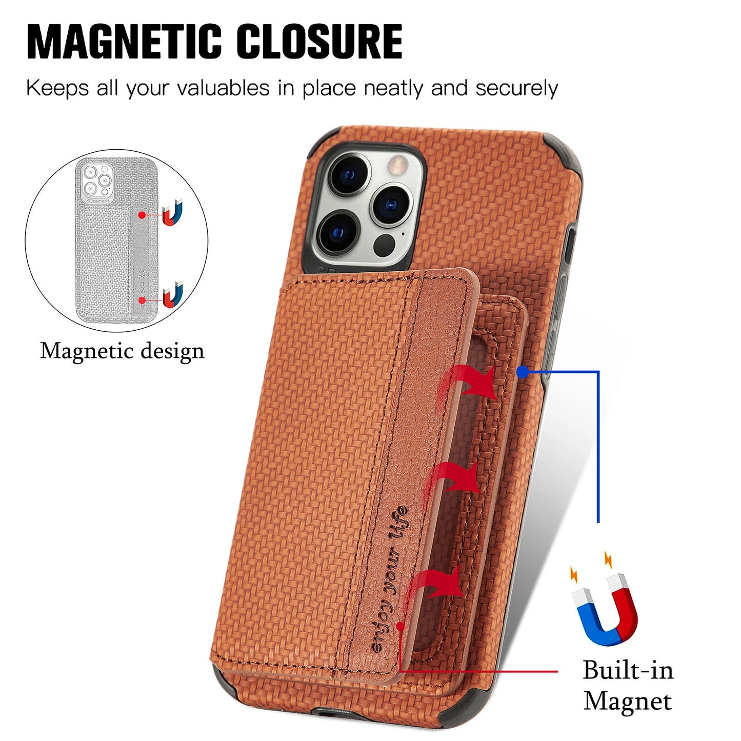 Magnetic Flip Wallet Card Holder Case For iPhone 14 15 16 17 Pro Max 13 12 11 7