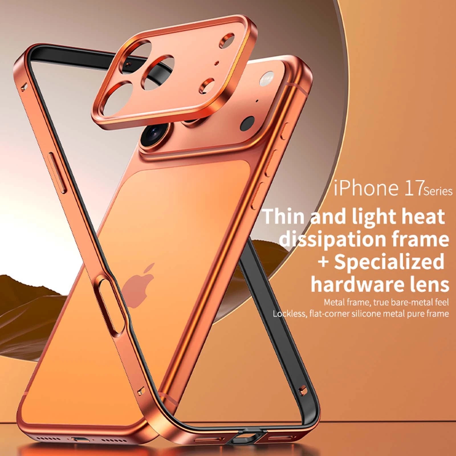 For iPhone 17 Pro Max Air 16 15 14 13 Metal Slim Bumper Case W/ Lens Protector