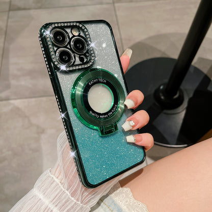 For iPhone 17 16 Pro Max 15 14 13 12 11 Glitter Bling Diamond Mag Safe Ring Case