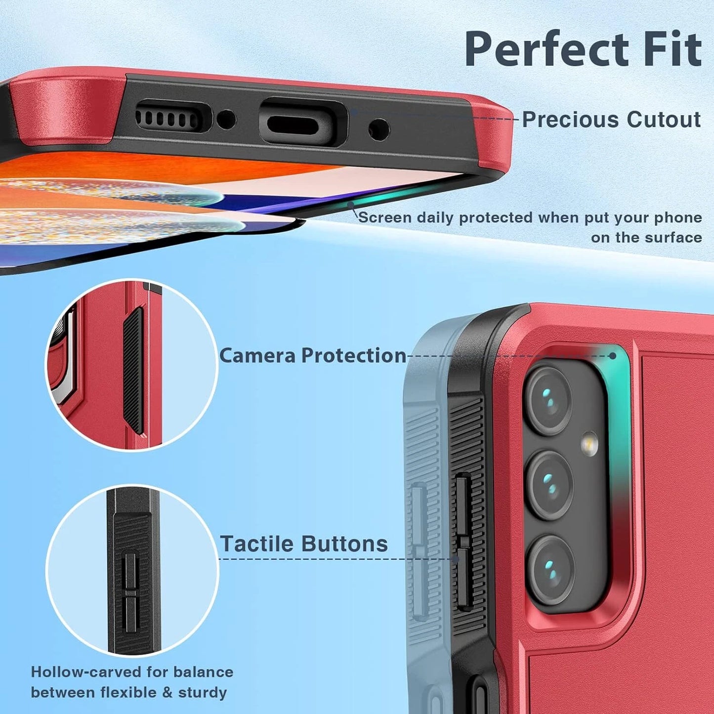 For Samsung Galaxy A16 5G A15 A14 A54 A35 A03S Case Phone Cover Shockproof+Glass