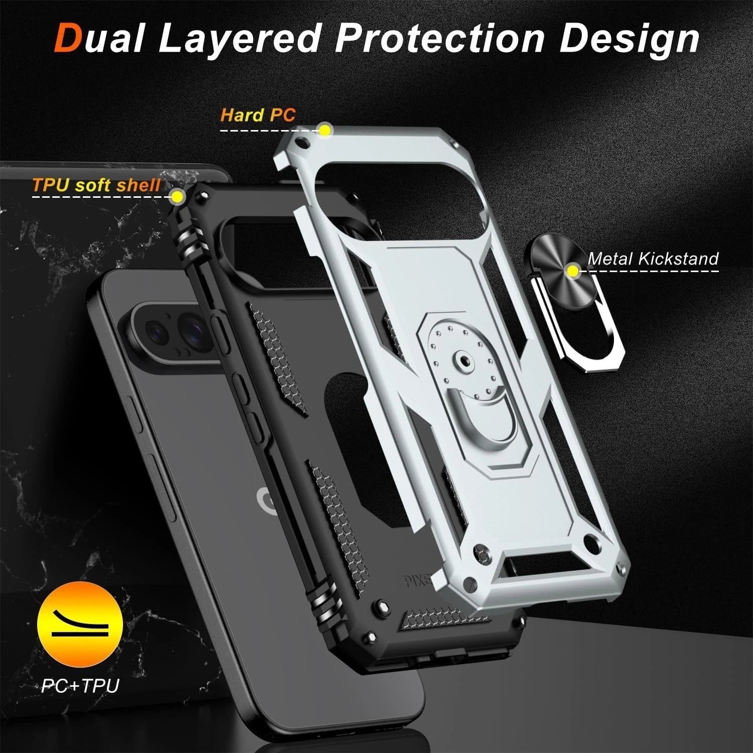 For Google Pixel 9A Case /9 Pro XL/8A/7 Phone Cover Shockproof + Tempered Glass