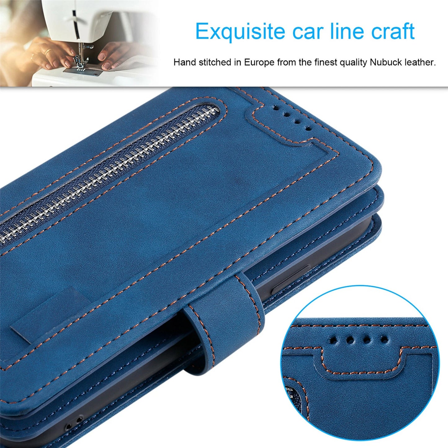 Zipper Leather Wallet Case For iPhone 16 15 17 Pro Max 14 13 12 11 Flip Cover