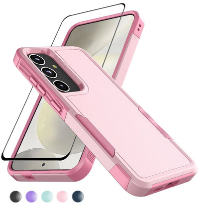 Samsung Galaxy S25, S25 Plus, S25 Ultra Shockproof Case and 9H Tempered Glass Screen Protector Bundle