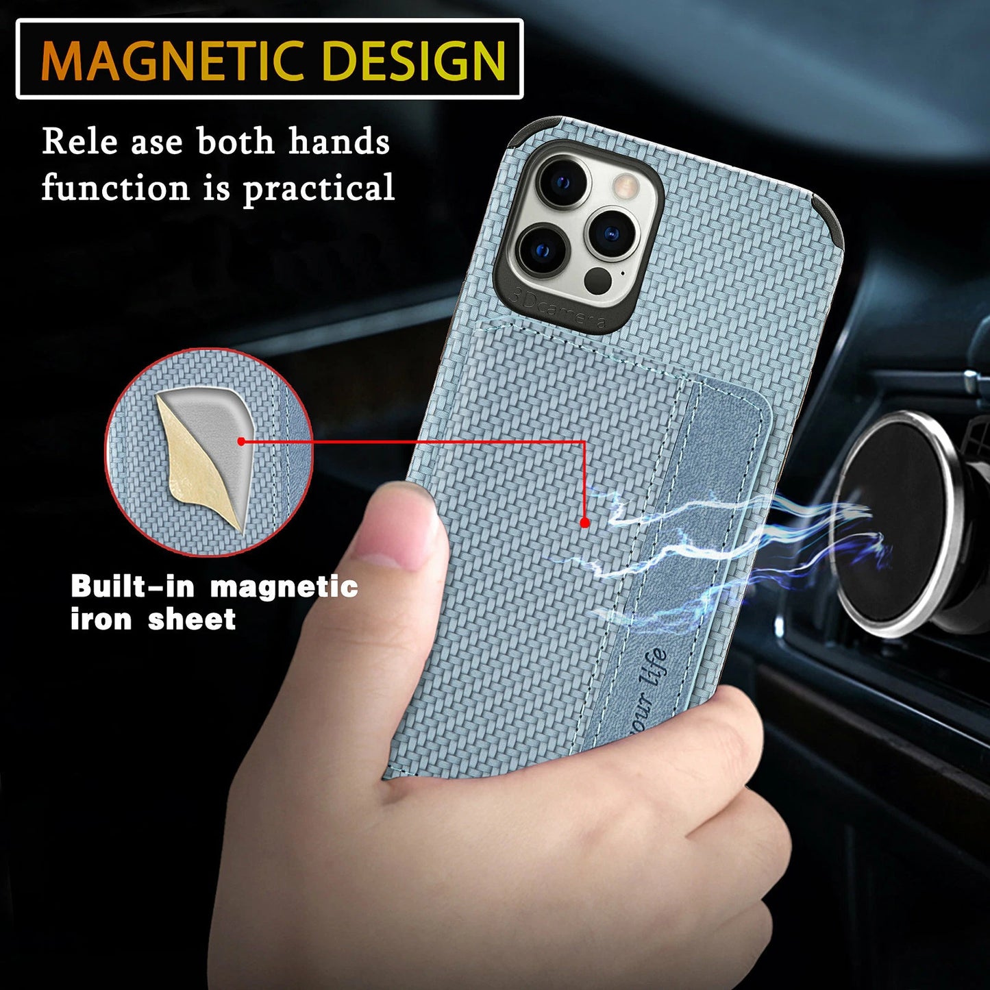 Magnetic Flip Wallet Card Holder Case For iPhone 14 15 16 17 Pro Max 13 12 11 7