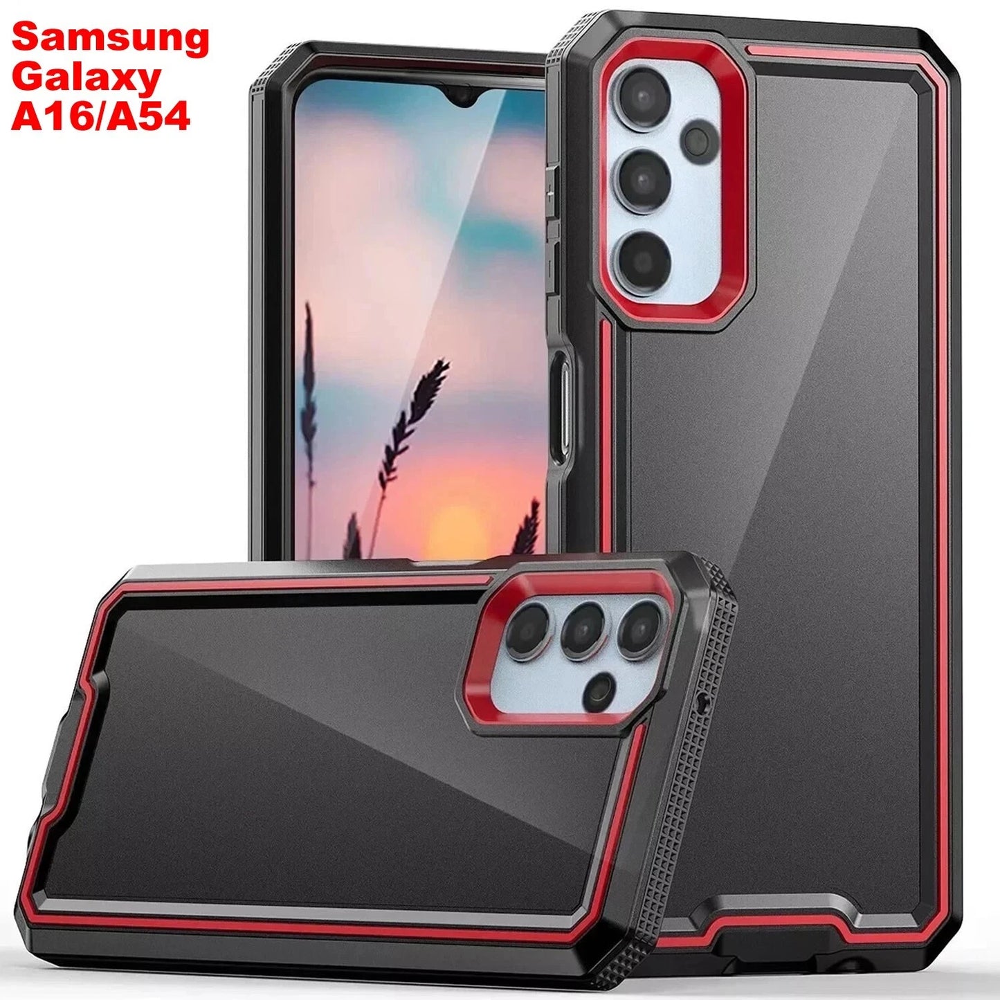 For Samsung Galaxy A16 A14 A15 A54 5G Phone Case PC+TPU Cover +Tempered Glass