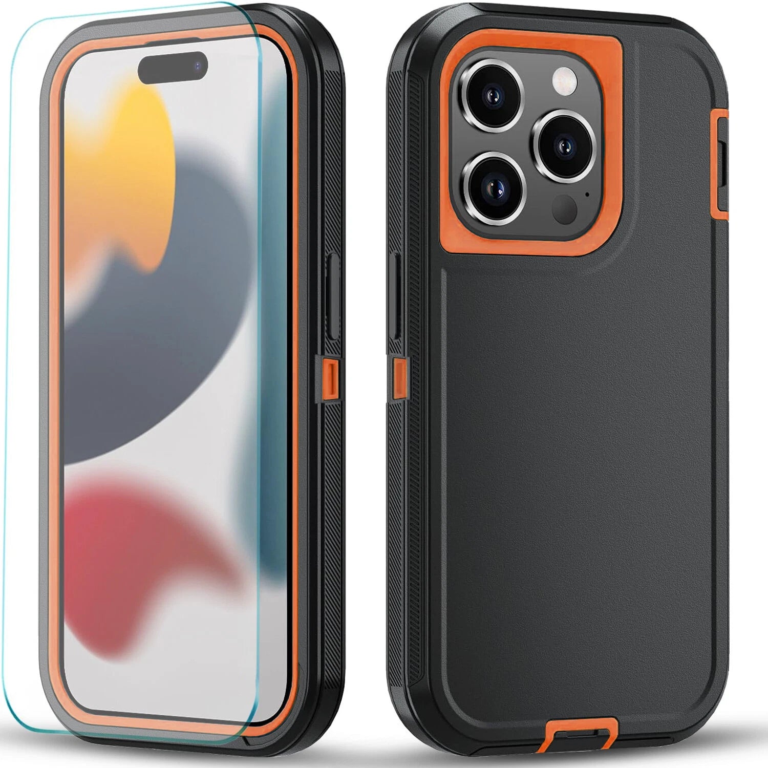 For iPhone 16 Pro Max/16 Pro 15 14 13 11 Case Phone Shockproof Cover+Screen Glas